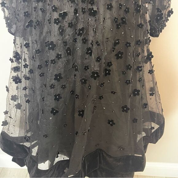 MAC DUGGAL EMBELLISHED ILLUSION HIGH NECK LONG SLEEVE FIT & FLARE - Picture 11 of 14